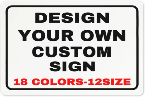 Letreros personalizados de metal con foto y texto de logotipo - Letreros decorativos de pared para casa y negocio Horizontal