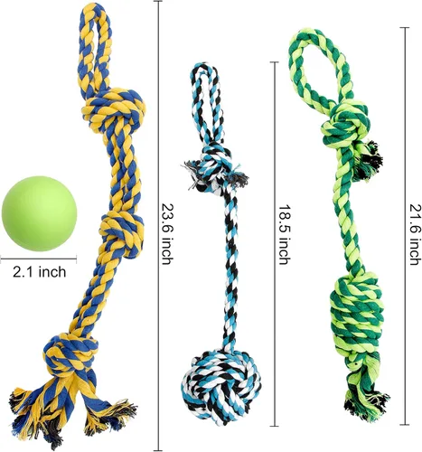 Miniatura 2 de Youngever Juguetes de cuerda para perros, juguetes masticables para cachorros, juguetes para perros medianos a grandes (paquete de 4)