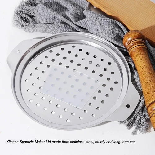 Miniatura 7 de Spaetzle Maker Pan de acero inoxidable con raspador tradicional alemán para hacer fideos de huevo, olla para hacer espaguetis y pasta
