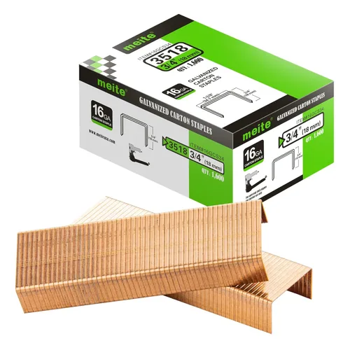 Miniatura 9 de meite 16GCS34 Calibre 16 1-3/8" Corona 3/4" Longitud Cobre Recubierto Cartón Cierre Grapas para Neumática y Manual 1600 PCS/Caja (1 Caja)