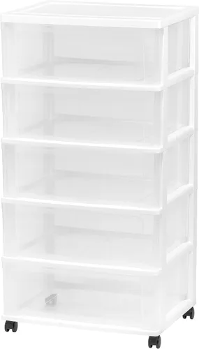 Miniatura 9 de IRIS USA Carrito rodante organizador de almacenamiento de cajones de plástico, con ruedas giratorias, 5 cajones, para suministros de arte y Negro