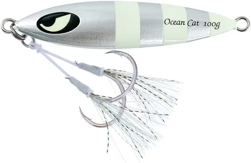 Miniatura 4 de OCEAN CAT 1 PC Señuelos de Pesca de Pitch de Caída Lenta Hundimiento Plomo Metal Jigs Planos Cebos de Jigging con Anzuelo para Pesca en Agua Salada