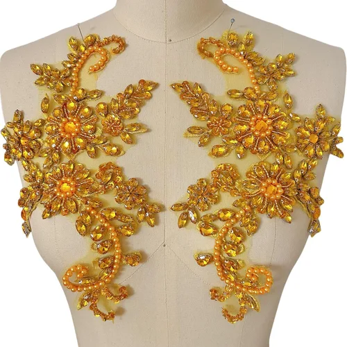 Miniatura 15 de Disfraces de costura, parches y apliques de encaje, adorno de decoración de pecho con cristales acrílicos de cristal, diamantes de imitación