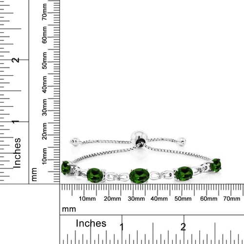 Miniatura 56 de Gem Stone King Pulsera de tenis de diamantes cultivados en laboratorio con piedra natal de 3-6 quilates para mujer, plata de ley 925, ovalada