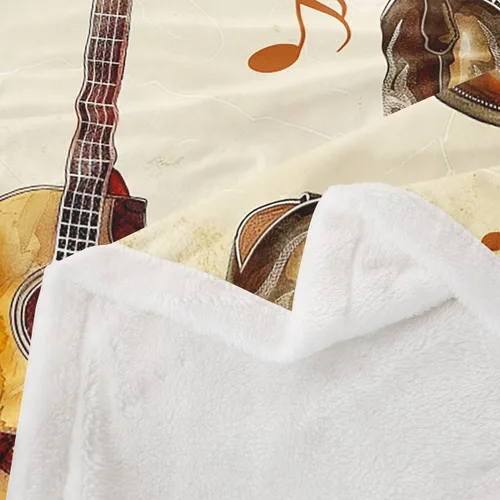 Miniatura 4 de Cowboy Boots Blanket Bohemia Musical Guitar Throw Blanket for Kids Western Rustic Cowgirl Super Soft Wrinkle Sherpa Blanket Music Notes Print 40x50