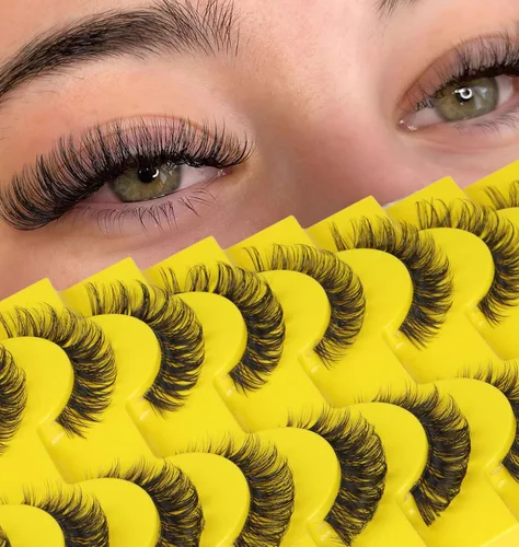 Miniatura 2 de Pestañas postizas naturales rusas en tira, pestañas finas de ojo de gato, pestañas de visón, pestañas falsas 3D, curvatura D, pestañas falsas