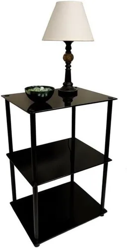 Miniatura 4 de Convenience Concepts Designs2Go Midnight Classic - Mesa cuadrada de cristal de 3 niveles, cristal negro