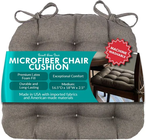 Miniatura 27 de Barnett Almohadilla para silla de comedor con lazos. Gamuza microfibra, microgamuza, reversible, relleno de espuma de látex, se puede lavar a Negro