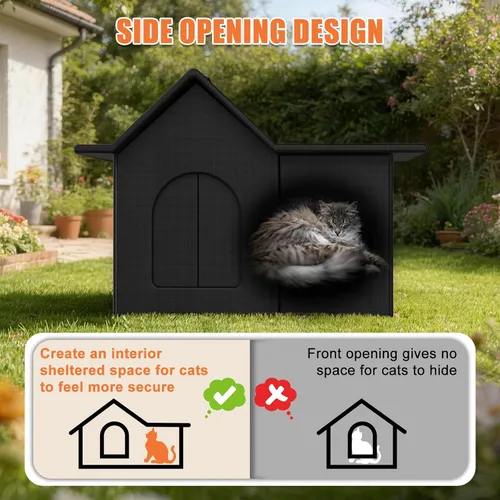 Miniatura 7 de Casa para gatos al aire libre, refugio resistente a la intemperie para mascotas, cama duradera para gatos al aire libre e interior, fácil montaje