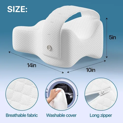 Miniatura 2 de Almohada de rodilla para dormir de lado, almohada grande y cómoda de espuma viscoelástica para dormir de lado, correa ajustable, almohada
