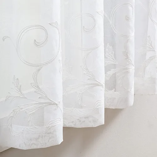 Miniatura 3 de Cortinas traslúcidas blancas bordadas florales de 63 pulgadas, cortinas de gasa con bolsillo para barra para sala de estar, dormitorio, paneles