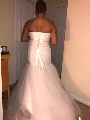 Miniatura 14 de Vestido de novia formal sin tirantes con encaje, largo de sirena para mujer 2019 WD162