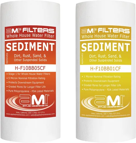 Miniatura 10 de APPLIED MEMBRANES INC. Juego de cartuchos de filtro de repuesto para filtro de agua para toda la casa, 2 filtros de sedimentos y bloques de carbono