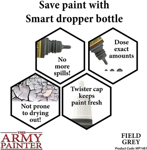 Miniatura 3 de The Army Painter Field Grey Warpaint - Pintura acrílica a base de agua muy pigmentada para juegos de rol de mesa, juegos de mesa y juegos de guerra