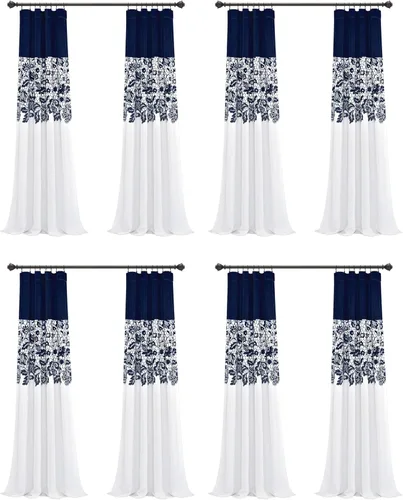 Miniatura 15 de LUSH DÉCOR Azul Marino Cortinas con Estampado Estate Garden de Lush Decor con Filtro de Luz, Juego de Paneles para Ventana para Sala, Comedor