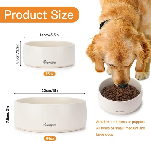 Miniatura 2 de Cuenco de cerámica para perros – Comedero para perros pequeños y medianos de 5.5 pulgadas, resistente a derrames, cuenco moderno y resistente