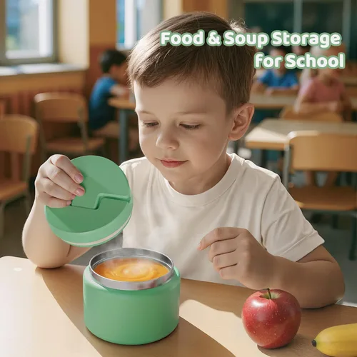 Miniatura 4 de Termo de sopa de 14.5 onzas para comida caliente para niños, tarro de comida aislado al vacío, termo de sopa sin torsiones para comida caliente