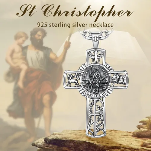 Miniatura 155 de CELESTIA Medallas de plata de ley 925 San Miguel/San Cristóbal/San Benito/San Gabriel/Virgen María/Jesús/Caravaca/Metatrón/Sello de los Siete