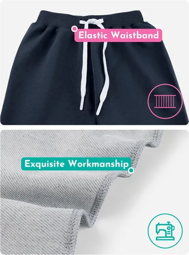 Miniatura 3 de Resinta Paquete de 4 pantalones deportivos para niños pequeños y niños, pantalones deportivos con cordón ajustable, ropa deportiva casual
