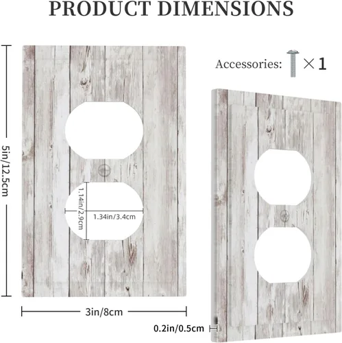 Miniatura 1201 de Placa Decorativa de Pared de Granja Rústica con Cuerno de Madera para Puerta de Granero 1 Banda Duplex Cubiertas de Toma Eléctrica Soltera