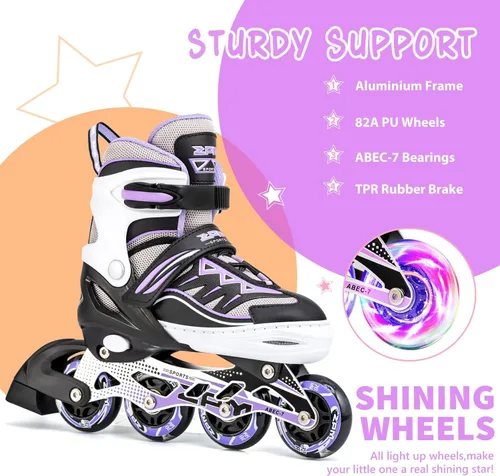 Miniatura 4 de 2PM SPORTS - Patines en línea Cytia para niñas, ajustables, con ruedas iluminadas, rosa, con ruedas con luces, patines divertidos y parpadeantes