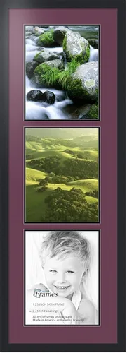 Miniatura 65 de ArtToFrames Marco de fotos tipo collage con estera doble con 3 aberturas de 5x7 y marco negro satinado Uva