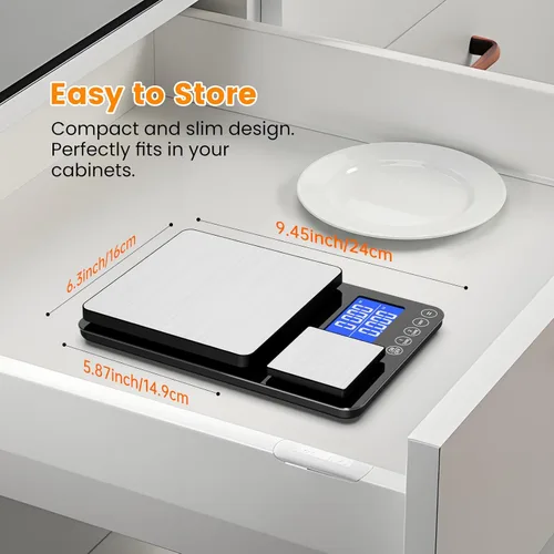 Miniatura 8 de KKZ 0.001oz/33lb Kitchen Scale, Dual Platform Food Scale Grams and Ounces for Weight Loss Baking Cooking Meal Prep Sourdough Bread, Stainless Steel