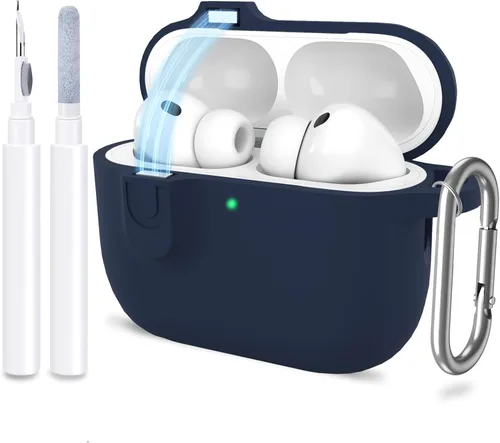 Miniatura 37 de Funda para AirPods Pro 3 con limpiador y protector de silicona suave con llavero para mujeres y hombres, funda para Apple AirPods Pro de 3ª Claro