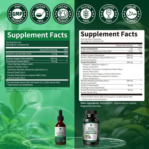 Miniatura 8 de Lukaree Chlorophyll - Gotas líquidas y cápsulas combinadas, soporte de doble acción para limpieza, energía y frescura oral, apoyo inmunológico