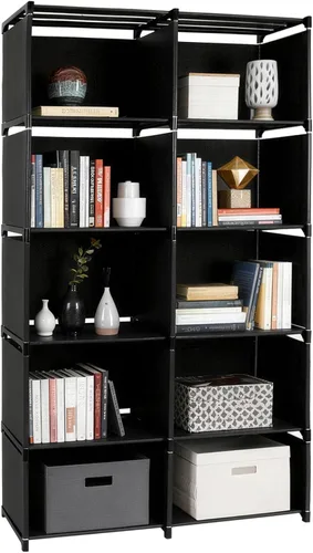 Miniatura 9 de Estantería para libros de 5 niveles, estantes de almacenamiento de 8 cubos, estantería para niños sin herramientas, organizador de almacenamiento