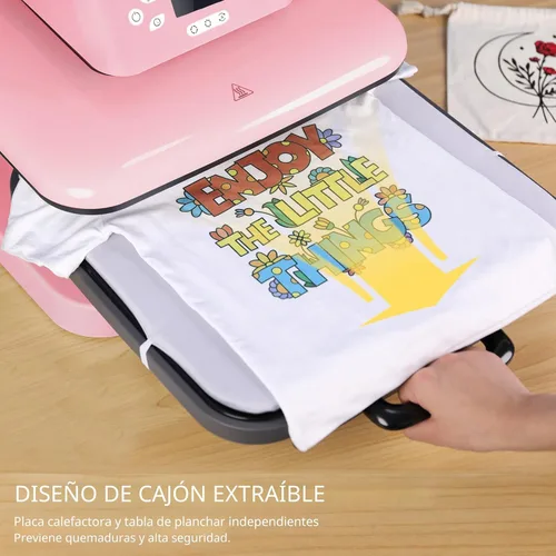 Miniatura 6 de HTVRONT - Máquina de prensa de calor automática para camisetas - Prensa de calor 15x15 con liberación automática - Calienta rápido y calienta Rosa