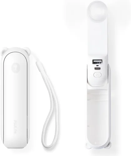 JISULIFE Mini ventilador de mano, ventilador de mano 3 en 1, ventilador de bolsillo pequeño recargable por USB, ventilador de batería [14-21 horas