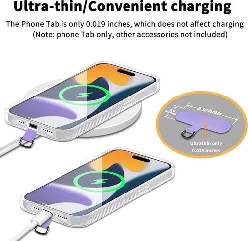 Miniatura 3 de TACOMEGE Phone Tether Tab for iPhone, Cell Phone Lanyard Patch, Phone Strap Replacement Part for All Full Phone Cases Púrpura