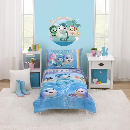 Miniatura 10 de NoJo DreamWorks Gabby's Dollhouse Dream It Up Arcoíris Multicolor Hora de Dormir - Juego de cama de 4 piezas para cama de niño pequeño - Edredón