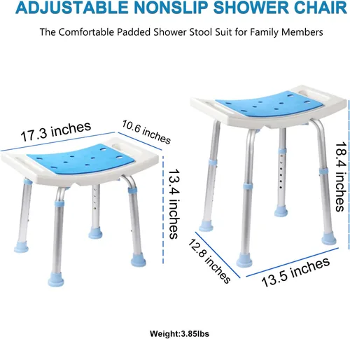 Miniatura 2 de Aliseniors - Silla de ducha para ducha interior - Taburete de baño antideslizante con asiento acolchado y agujeros para la tina y el baño - Banco