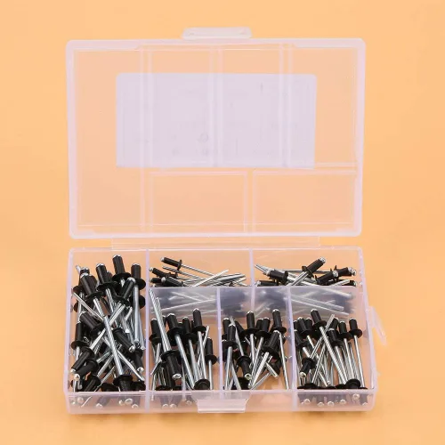 Miniatura 9 de Remaches de aluminio negro, retenedor de remache de sujeción de tornillo negro, 120 piezas M2.4 / M3.0 / M3.2 / M4 Kit de remaches ciegos