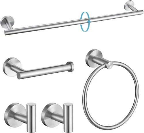 Miniatura 27 de TURS Juego de accesorios de baño de acero cepillado de 5 piezas, juego de barra de toalla de baño de acero inoxidable SUS304, kit de accesorios