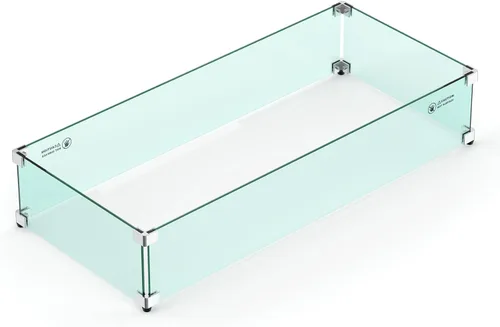 Miniatura 8 de Skyflame Protector de viento rectangular de vidrio para fogatas de 24 x 12 pulgadas, reemplazo para exterior