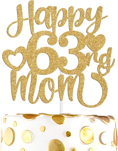 Miniatura 20 de Decoración para tartas con texto en inglés "Happy 50th Mom", feliz 50 cumpleaños para madre, saludos a 50 años, cumpleaños, aniversario, suministros