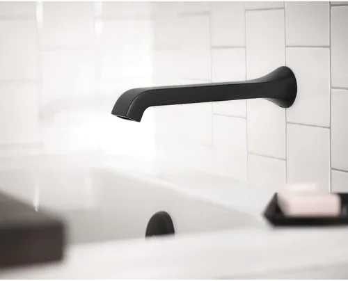 Miniatura 7 de Moen Genta LX WT901BN - Llenador de bañera de un solo mango, grifo de bañera de alto flujo contemporáneo con alcance de boquilla de 10 pulgadas