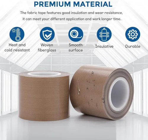 Miniatura 3 de Cinta de tela de teflón, cinta de PTFE de 2 pulgadas y 30 pies para máquina selladora al vacío, selladores de impulso manual, cinta adhesiva
