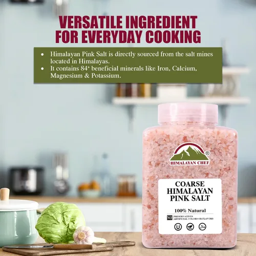 Miniatura 4 de Himalayan Chef Sal rosa, gruesa, ideal para molinillos de sal y molinos de sal, rica densidad mineral para la salud, certificado Kosher y sin OMG