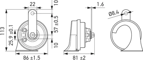 Miniatura 3 de HELLA 011225831 Kit de bocina de trompeta BX negra de 12 V (ajuste universal)