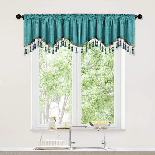 Miniatura 43 de Cortinas de doble cara de felpilla para cortina de cocina, cenefa para sala de estar