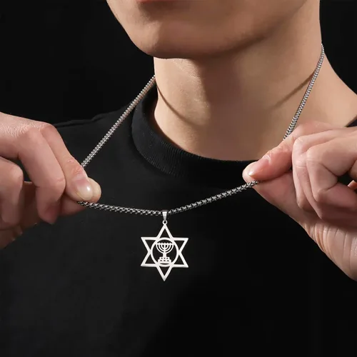 Miniatura 32 de EUEAVAN Collar con dije de estrella de David contra el mal de ojo de seis puntas con dije de estrella de David, hexagrama demoníaco religioso