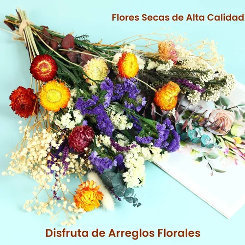 Miniatura 2 de Ramo de flores secas naturales, arreglos florales DIY de 17" con eucalipto, flor de paja y lavanda, decoraciones rústicas bohemias para centros