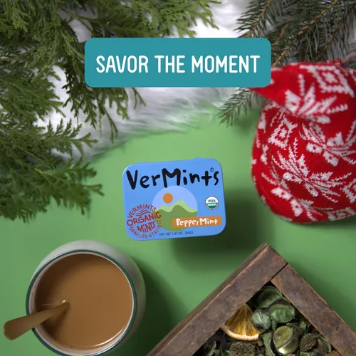 Miniatura 4 de Mentas orgánicas de VerMints, sabor a menta, todo natural, sin OMG, sin nueces, sin gluten, vegano, KSA Kosher, paquete de 6, latas de 1.41 onzas