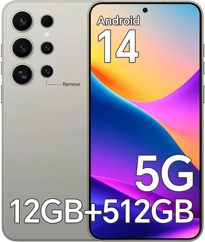 Teléfonos desbloqueados, 12GB+512GB teléfonos Android desbloqueados, 5G Android 14 Smartphone, Snapdragon888, 5000mAh (plateado)