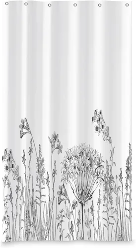 Miniatura 13 de Yeele Cortina de ducha floral de 36x72 pulgadas, juego de baño retro bonito con flores silvestres de acuarela, cortina de baño natural botánica