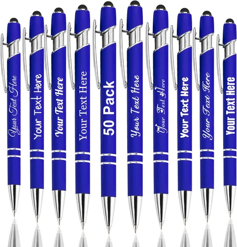 Miniatura 19 de Hasta 300 bolígrafos personalizados a granel con nombre personalizado con grabado gratis, puntas de lápiz capacitivo grabado, bolígrafo